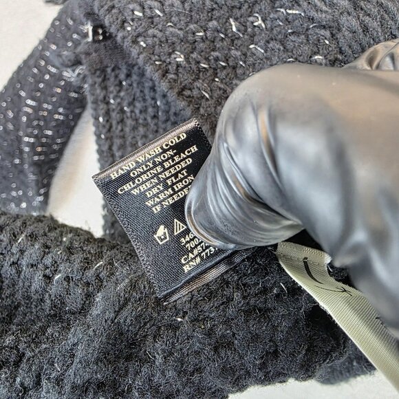 Ann Taylor Sweater Womens Small Black Cardigan Wool Acrylic Textured Collar - Picture 10 of 12